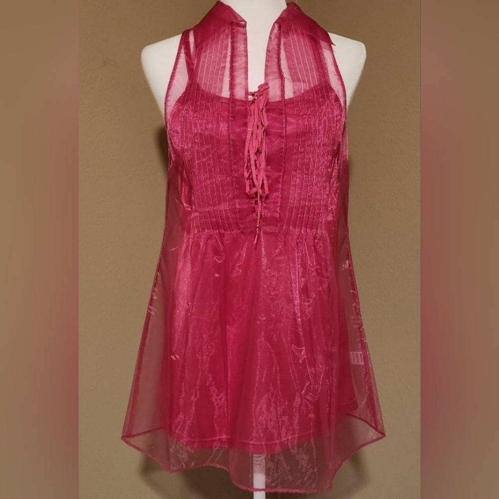 Lucy Paris Collection Pink Slip Dress With Sheer Sleeveless Robe Size S